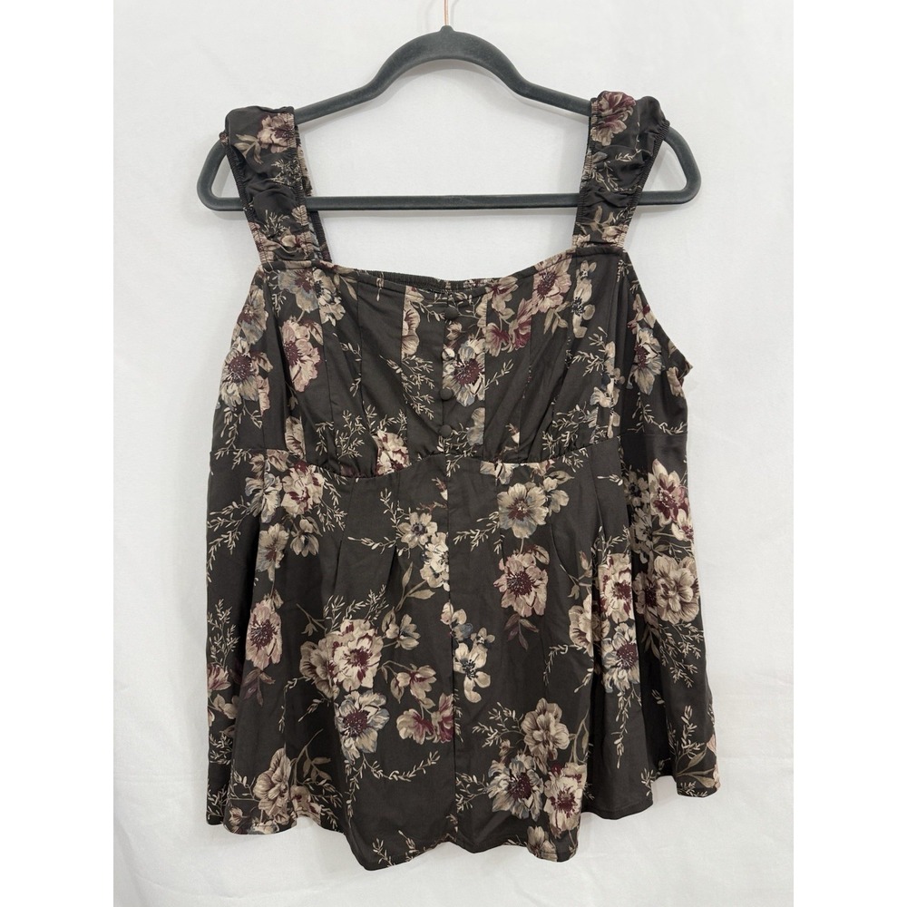NWT Torrid Gray Floral Peplum Corset Sleeveless Top Tank Womens Size 0 (L - 12)